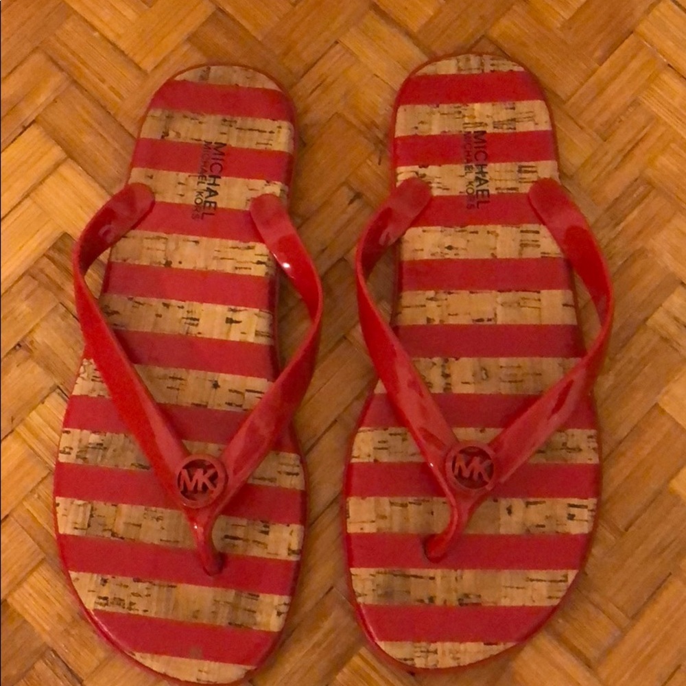 MICHAEL by Michael Kors red flip flops size 7